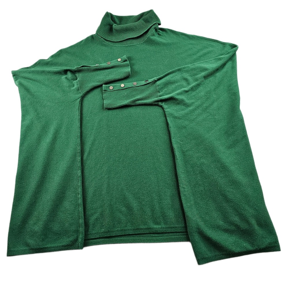 Alfani Poncho Sweater Women's 2XL Green Knit Oversized Dolman Sleeve Turtleneck